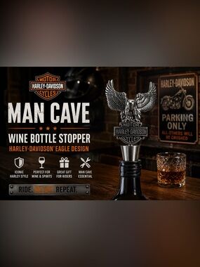 Harley-Davidson Eagle Wine Bottle Stopper Metal Barware Motorcycle Collector